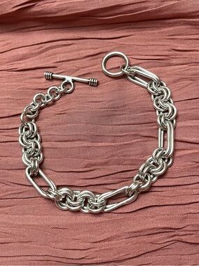 Chunky Sterling Silver Toggle Chain Bracelet